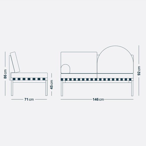 Petite Friture - Grid 2-Seater Sofa - line drawing
