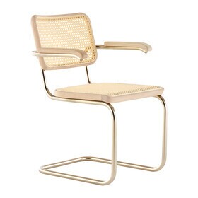 Thonet - JS . THONET by Jil Sander S 64 V Nordic Freischwinger Armlehnstuhl mit Rohrgeflecht