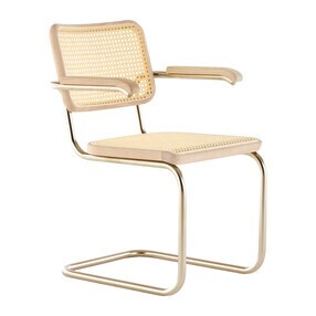 Thonet - JS. THONET a personal Interpretation by Jil Sander S 64 V Nordic sledestoel met armleuningen met vlechtwerk