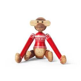 Kay Bojesen Denmark - Figurine en bois singe mini avec pull de Noël