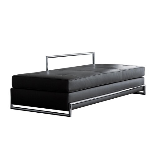 ClassiCon - Day Bed Eileen Gray - Banquette-Lit - noir/cuir Classic 9300/piètement chromé/190x86cm