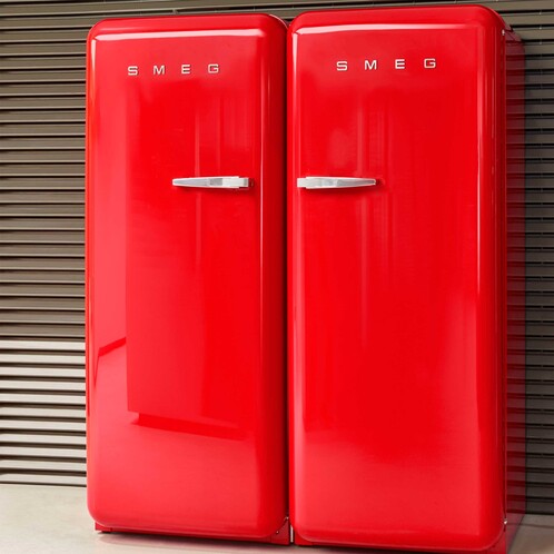  Smeg FAB28 - Refrigerador con congelador superior estético de  estilo retro de los años 50 con capacidad total de 9.92 cu, sistema de  refrigeración de flujo múltiple, estantes de vidrio ajustables
