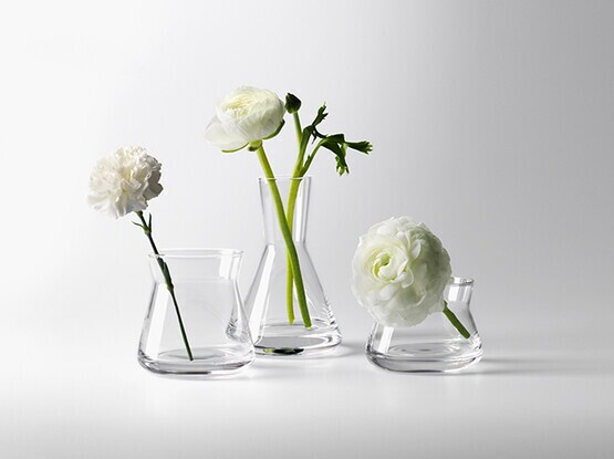 Drei Vasen mit Blumen