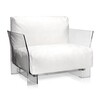 Kartell - Pop Outdoor fauteuil - wit/stof Sunbrella/weersbestendig/onderstel transparant/94x70x94cm