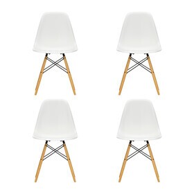 Vitra - Eames Plastic Side Chair DSW gouden esdoorn set van 4