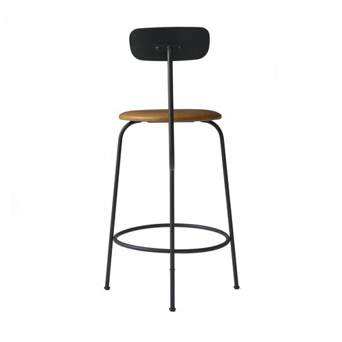 Menu - Afteroom Counter Chair Upholstered - black/cognac/powder coated/HxWxD 92x46x54cm/upholstery Sørensen leather