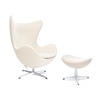 Fritz Hansen - Set promo - Egg Chair chaise + repose-pied étoffe - blanc/support en aluminium/étoffe Fame 60005/repose-pied: LxPxH 56x40x37cm