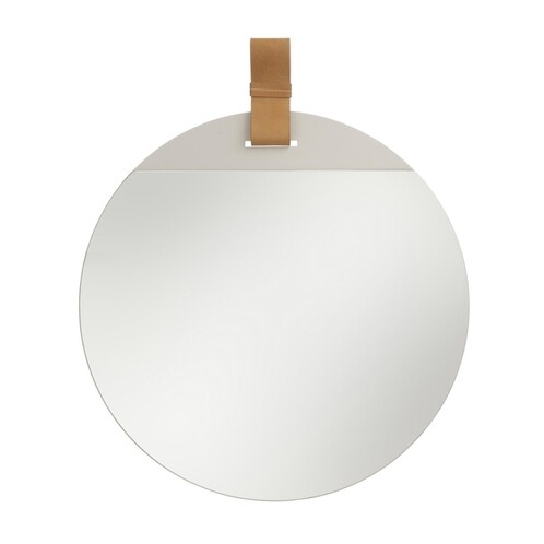 ferm LIVING - Enter Spiegel 45x52cm - silver/brown leather strap