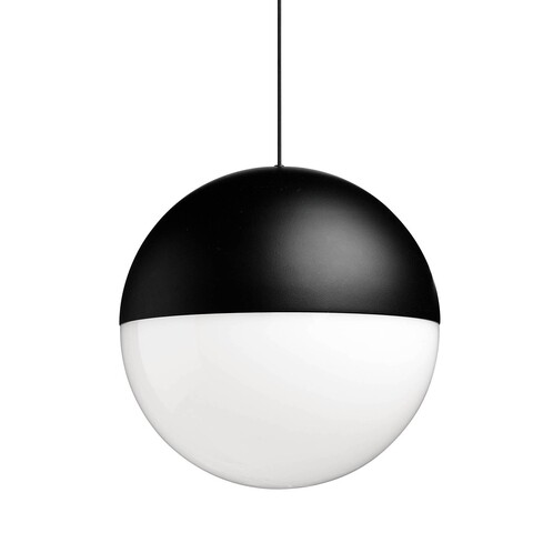 Flos - String Lights LED - Suspension - noir/mat/abat-jour sphérique/câble 12m/ sans canopée