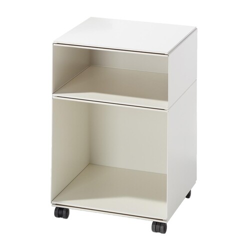 Richard Lampert - Stak Container 2 mit Rollen - weiß/gekantetes Stahlblech/Platten MDF melaminbeschichtet/H:65cm