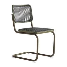 Thonet - S 32 V sledestoel met vlechtwerk Dark Melange