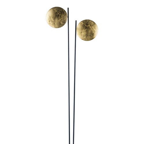 Catellani & Smith - Lederam F2 LED Stehleuchte - Disc gold/Stab schwarz/Gestell schwarz/Lichtfarbe warm weiß/mit Dimmer L1/2700K/3180lm/CRI80/B 38cm/H 198cm/Ø 17cm