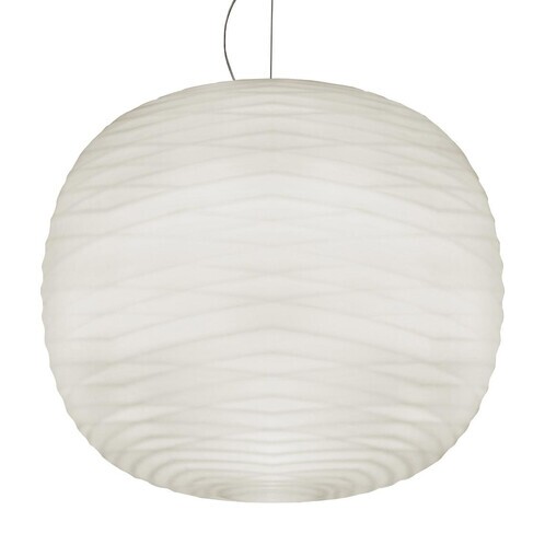 Foscarini - Gem LED Pendelleuchte 274007L-10 - weiß/mit Relief/2700K/2676lm/CRI>90/H 44cm/Ø 43cm