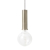 ferm LIVING - Socket Pendant High Pendelleuchte - messing/plattiert/Baldachin messing/Stoffkabel hellgrau/H 17cm/Ø 7.5cm/50Hz
