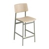 Muuto - Loft Bar Stool 65cm - dusty green/oak/seating oak/WxHxD 42,5x98,5x49cm/base: powder coated steel