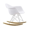 Vitra - Eames Plastic RAR - Fauteuil à bascule chrome - blanc/polypropylène/structure chrome/ piètement luge en érable