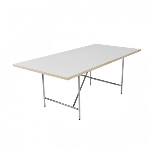 Richard Lampert - Eiermann 1 Table center - white/oak edge/frame chrome//incl. height adjuster 3.5cm/180x90cm