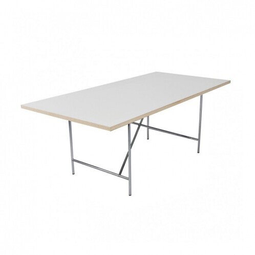 Richard Lampert - Eiermann 1 Table center - white/oak edge/frame chrome//incl. height adjuster 3.5cm/180x90cm