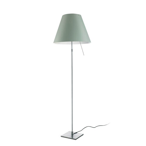 Luceplan - Costanza Terra - Lampadaire téléscopique/dimmer - vert d'eau/brossé/structure aluminium/pied 18cmx18cm