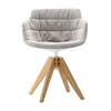 MDF Italia - Flow Slim - Fauteuil capitonné New Edition 2 - gris marron/blanc/coupe blanche/châssis chêne/étoffe Monaco R313 Col. 443.000/56 x 56 x 76.4 cm
