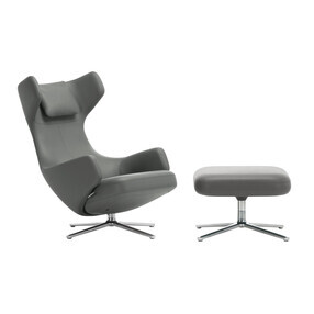 Vitra - Fauteuil & repose pied Grand Repos cuir