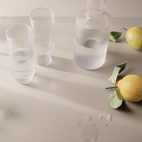 グラス・カップ・酒器 ferm living Ripple Small Glasses Ripple Carafe Set | Elegant in mouth-blown and ribbed glass