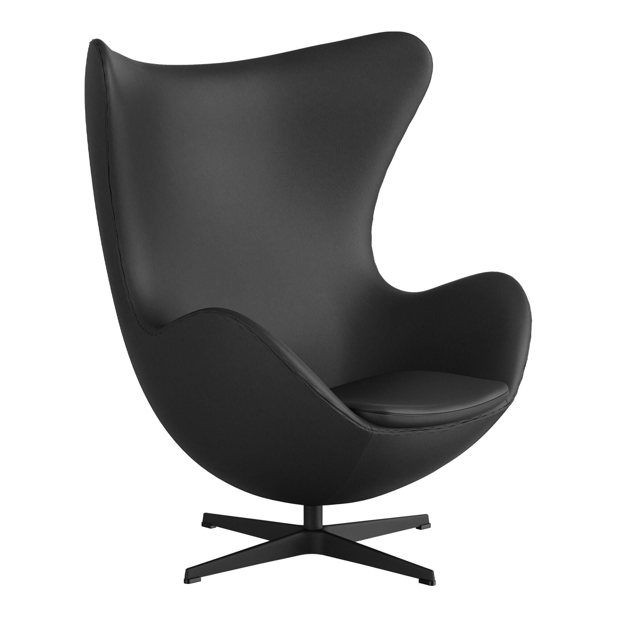 2020 Egg Chair Loungechair, Black Leather Egg Chair