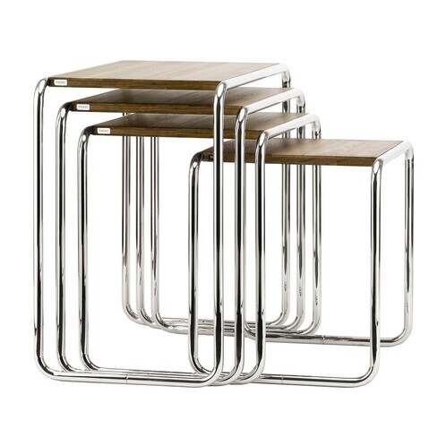 Thonet - Thonet B9 Side Table Set - walnut/ frame chrome/walnut oiled/4 tables B 9a, b, c, d