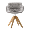 MDF Italia - Flow Slim - Fauteuil capitonné New Edition 2 - gris foncé marron/blanc/coupe blanche/châssis chêne/étoffe Monaco R314 Col. 443.001/56 x 56 x 76.4 cm