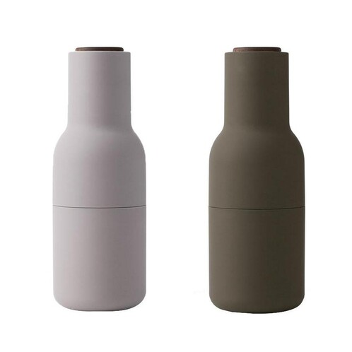 Menu - Bottle Grinder - Moulin à Poivre/Moulin à Sel - vert/beige/laqué/H: 20,5 x Ø 8cm/set de 2