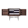 More - Harri - Meuble bar avec éclairage LED L  - noyer/laqué/étagères en verre en gris foncé/structure anthracite/H: 105cm