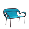 Moroso - Banjooli 2-Sitzer Sofa - türkis/oxid/handgeflochten/Fußgleiter aus PVC/143x88x72cm/Gestell Stahl lackiert