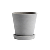 HAY - HAY Blumentopf mit Untersetzer 2er Set - grau/2 Blumentöpfe und 2 Untersetzer/Ø14cm