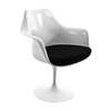 Knoll International - Tulip Armlehnstuhl drehbar - weiß/mit Sitzkissen/Bezug smoke anthrazit Hallingdal 180