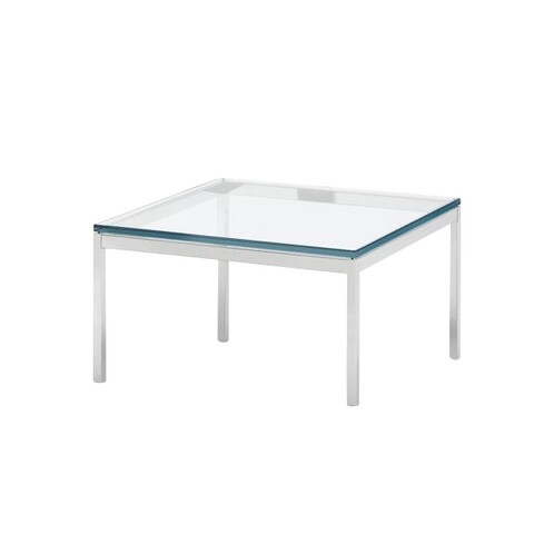Knoll International - Florence Knoll - Table de salon 60x60cm - transparent/verre de cristal/support chrome/H 35cm
