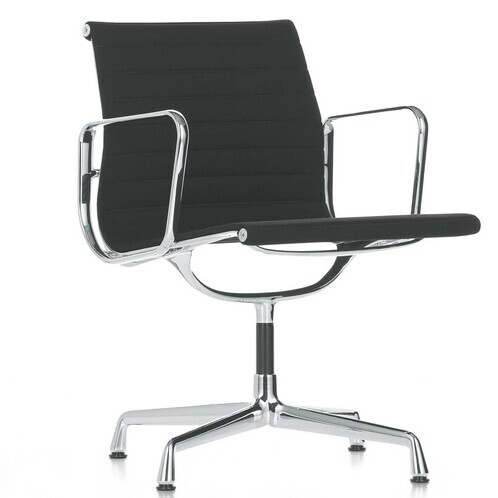 Vitra - EA 108 Aluminium Chair - fabric Hopsak 66 black/with felt gliders/frame chrome palted